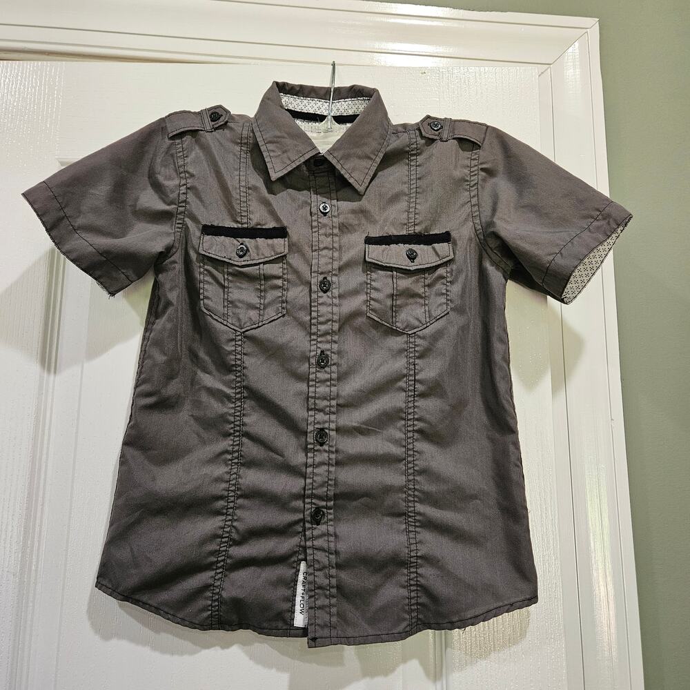 Craft & Flow‎ Gray Boy's Size 6 Gray Short Sleeve Button-Down Shirt